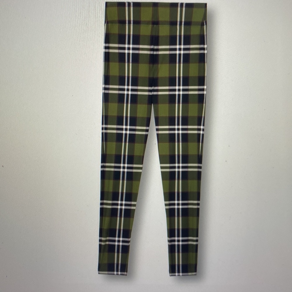 Burberry Tully checkered stretch green leggings